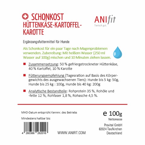 Hund Hundefutter Nassfutter Schonkost Hund Schonkost Hüttenkäse (Hund) 100g 1 Stück -3- Anifit